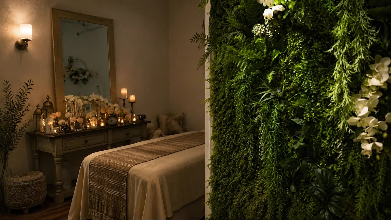 Candlelit treatment room at Thai Senses Spa